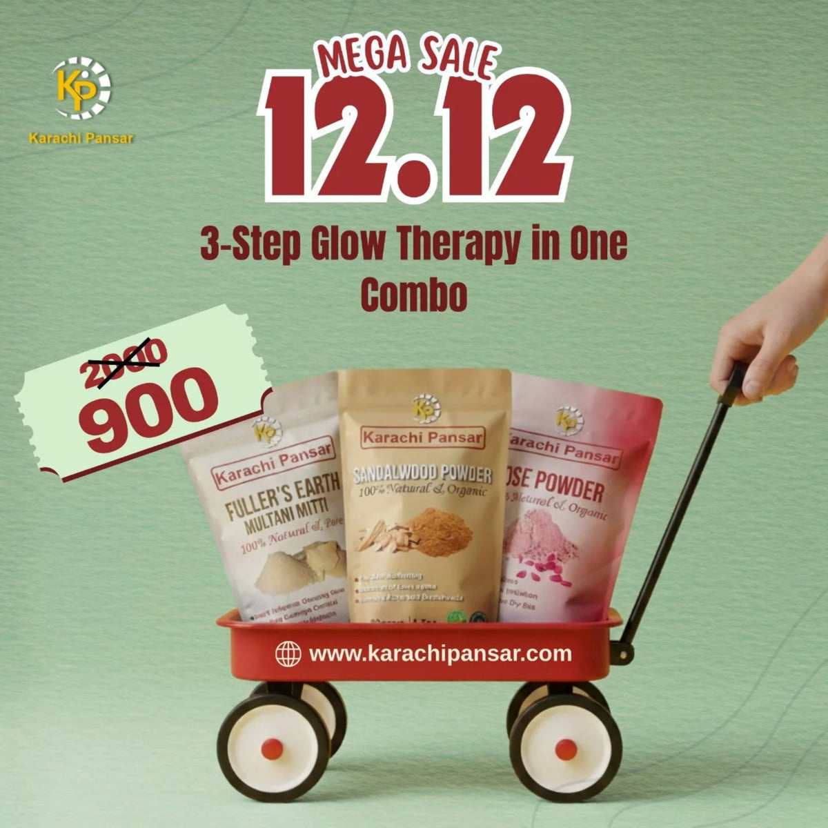 Combo Deal Rose, Multani Mitti & Sandalwood Powder - 12.12 Big Sale