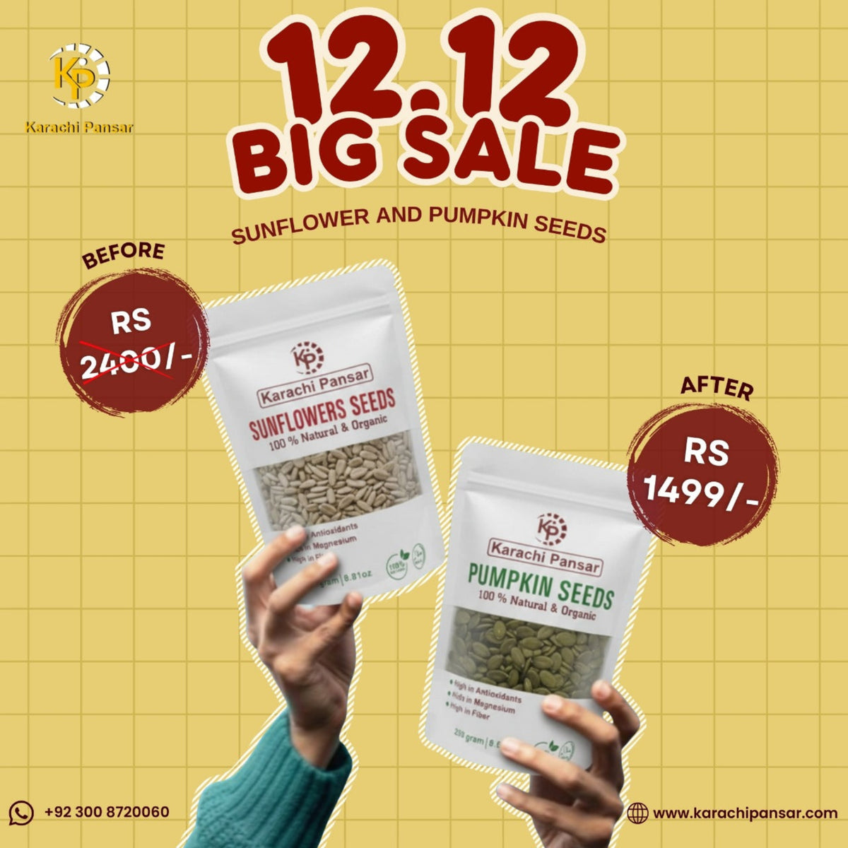 Pumpkin Seeds Sunflower Seeds Combo 250g Each - 12.12 Big Sale Deal