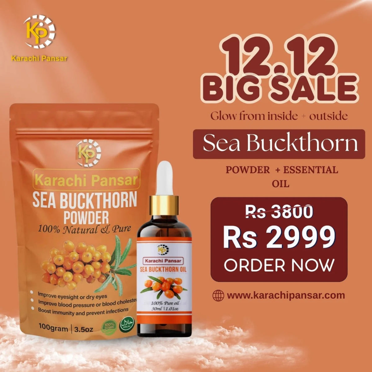 Sea Buckthorn Powder+Oil 12.12 Big Sale Deal