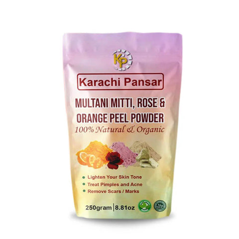 "Multani Mitti, Rose & Orange Peel Powder"