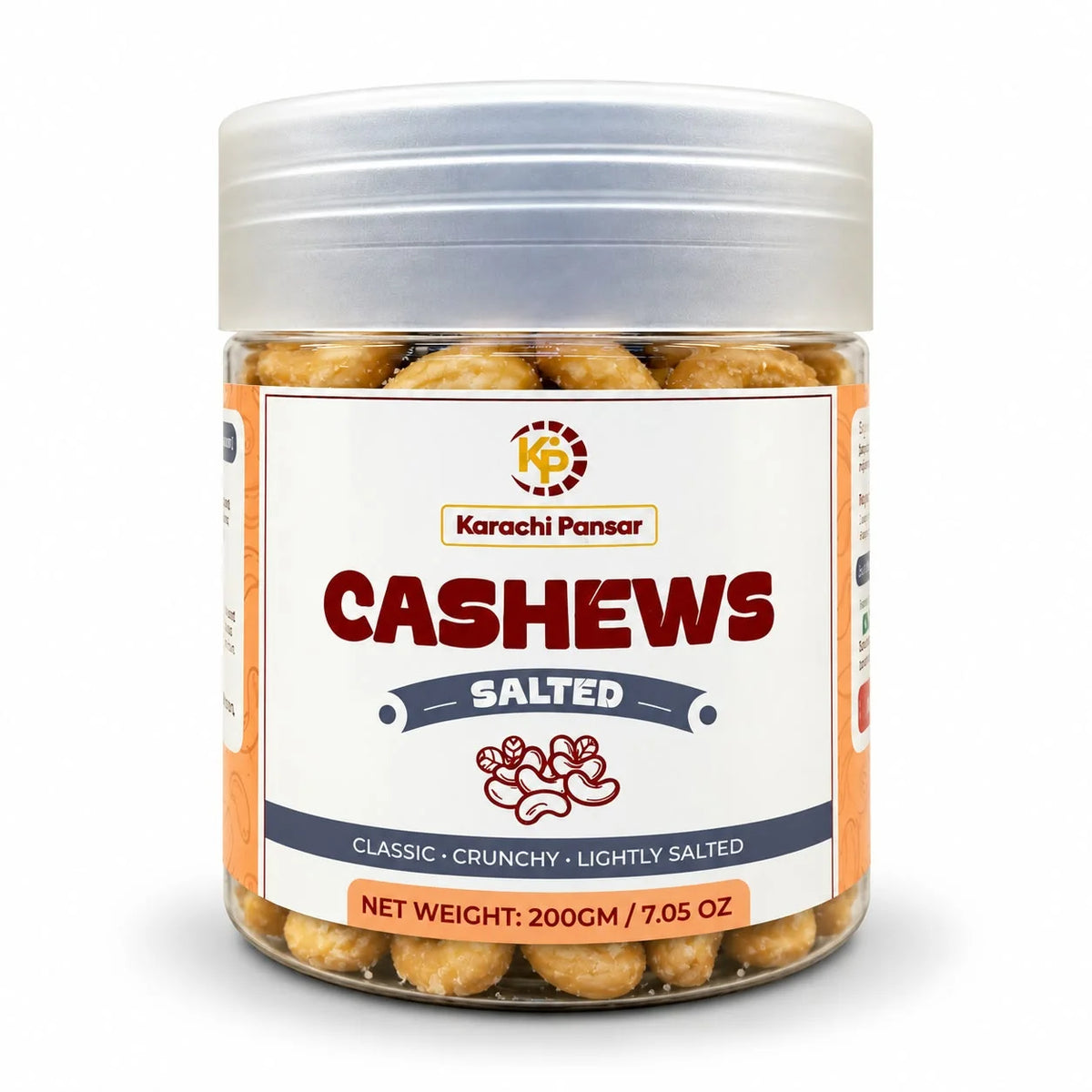 Cashew Nuts Salted Flavor 200gm Bottle