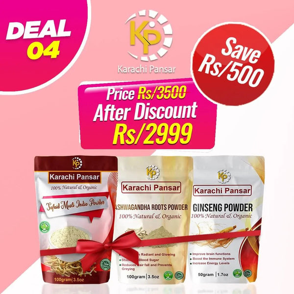 Combo Deal Safaid Musli, Ashwagandha & Ginseng Powder