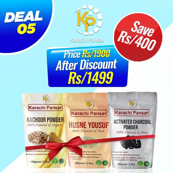 Combo Deal Husne Yousaf, Activated charchoal & Kachoor Powder