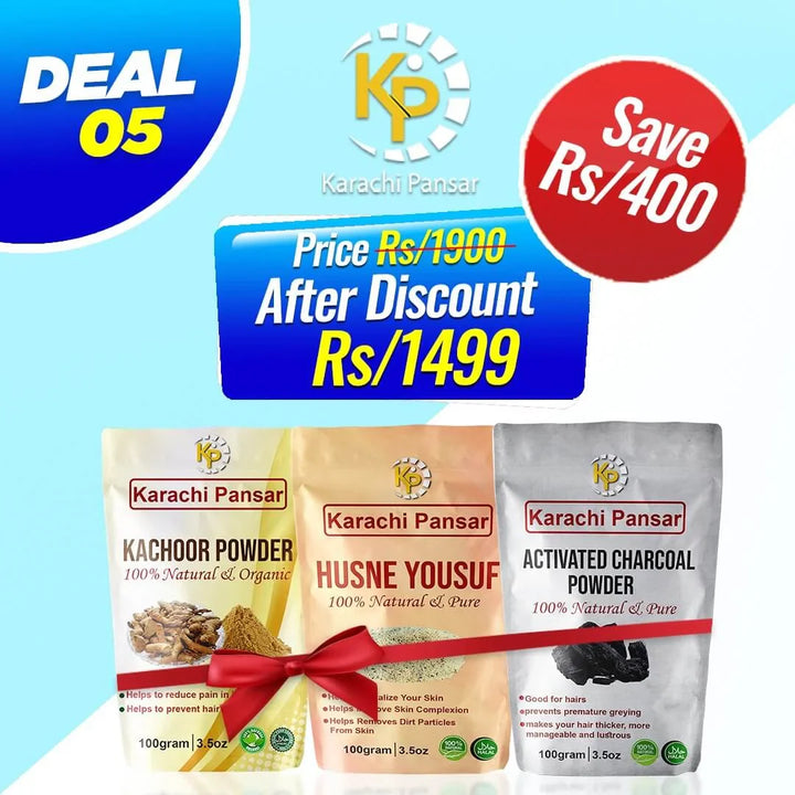 Combo Deal Husne Yousaf, Activated charchoal & Kachoor Powder