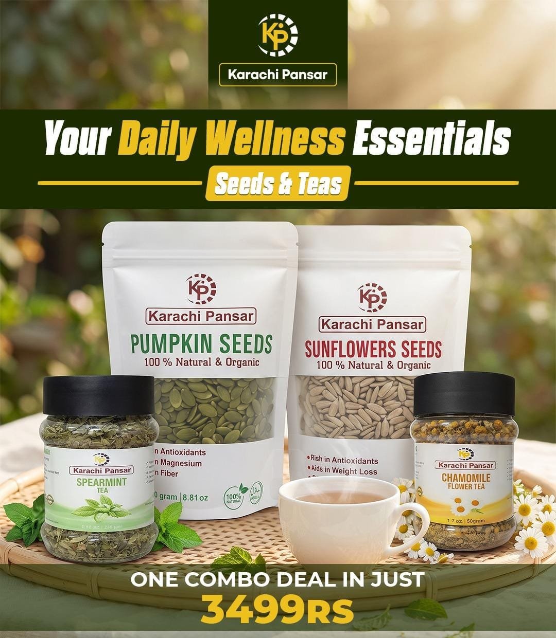 PCOS Power Boost Bundle: Energize with Pumpkin, Sunflower, Chamomile & Spearmint!