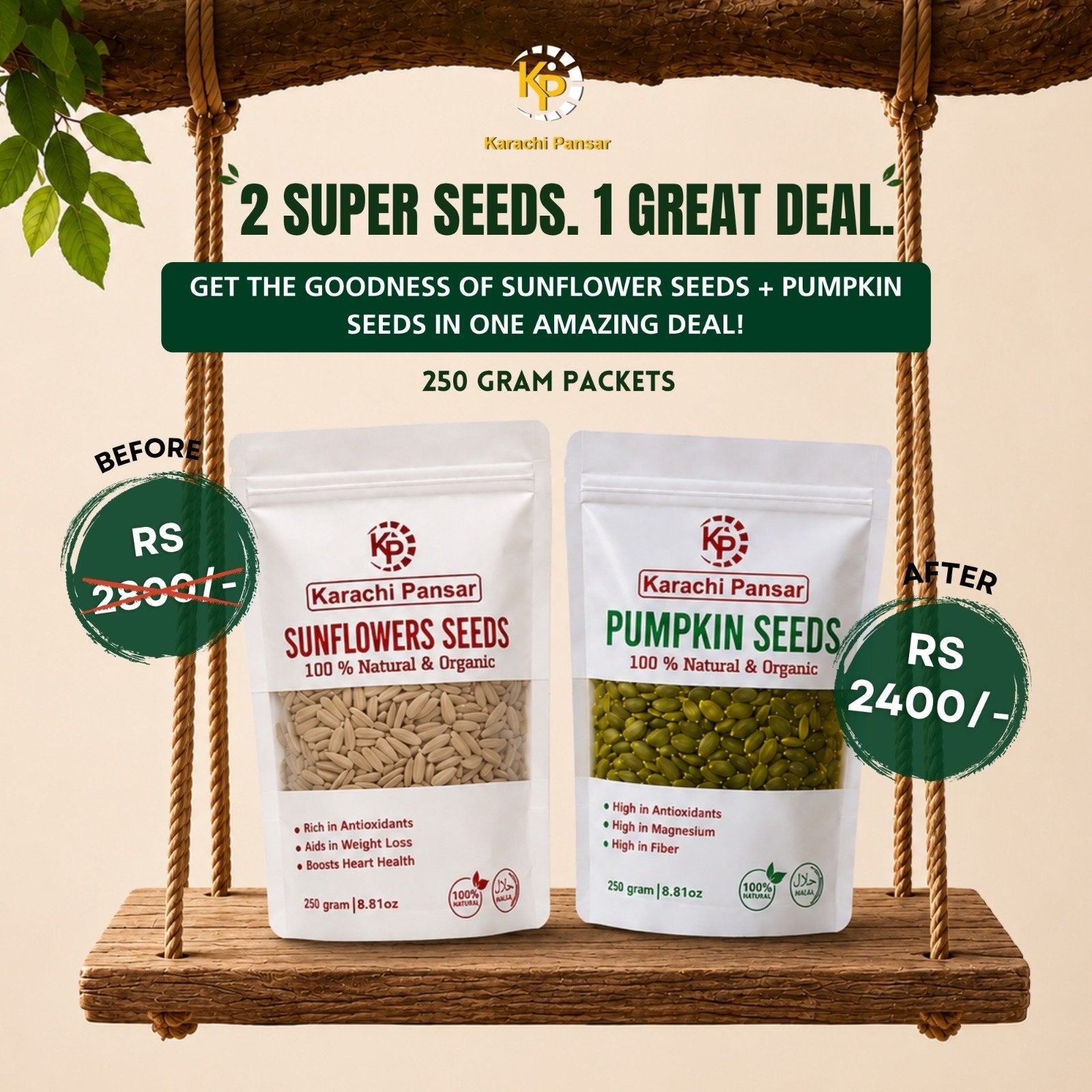 Pumpkin Seeds & Sunflower Seeds 250gm Each Deal