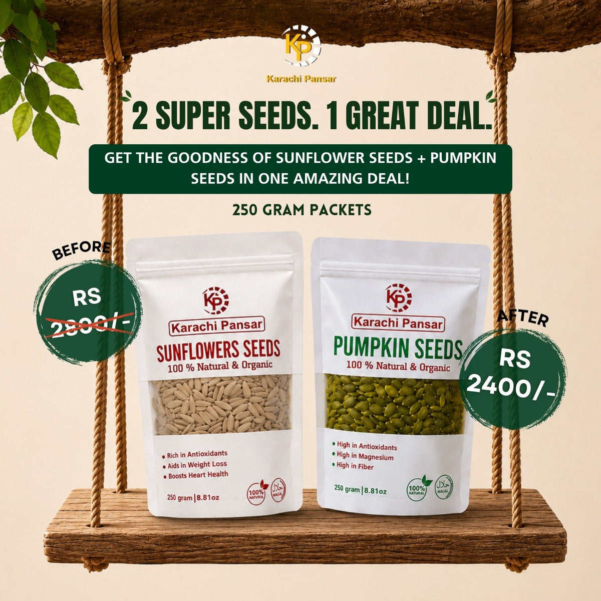 Pumpkin Seeds & Sunflower Seeds 250gm Each Deal