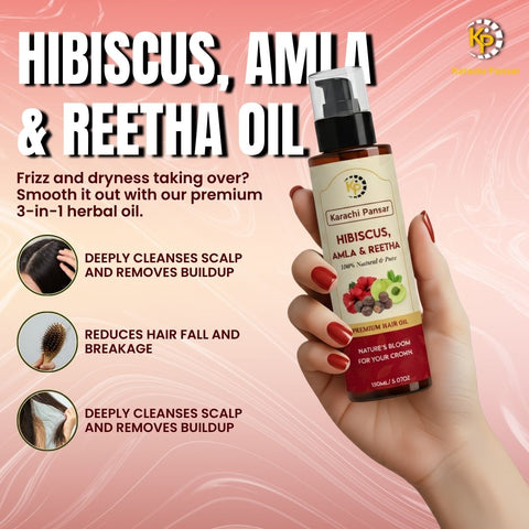 Amla Reetha Hibiscus Hair Oil – Natural Hair Growth & Shine Formula 150ml - karachipansar