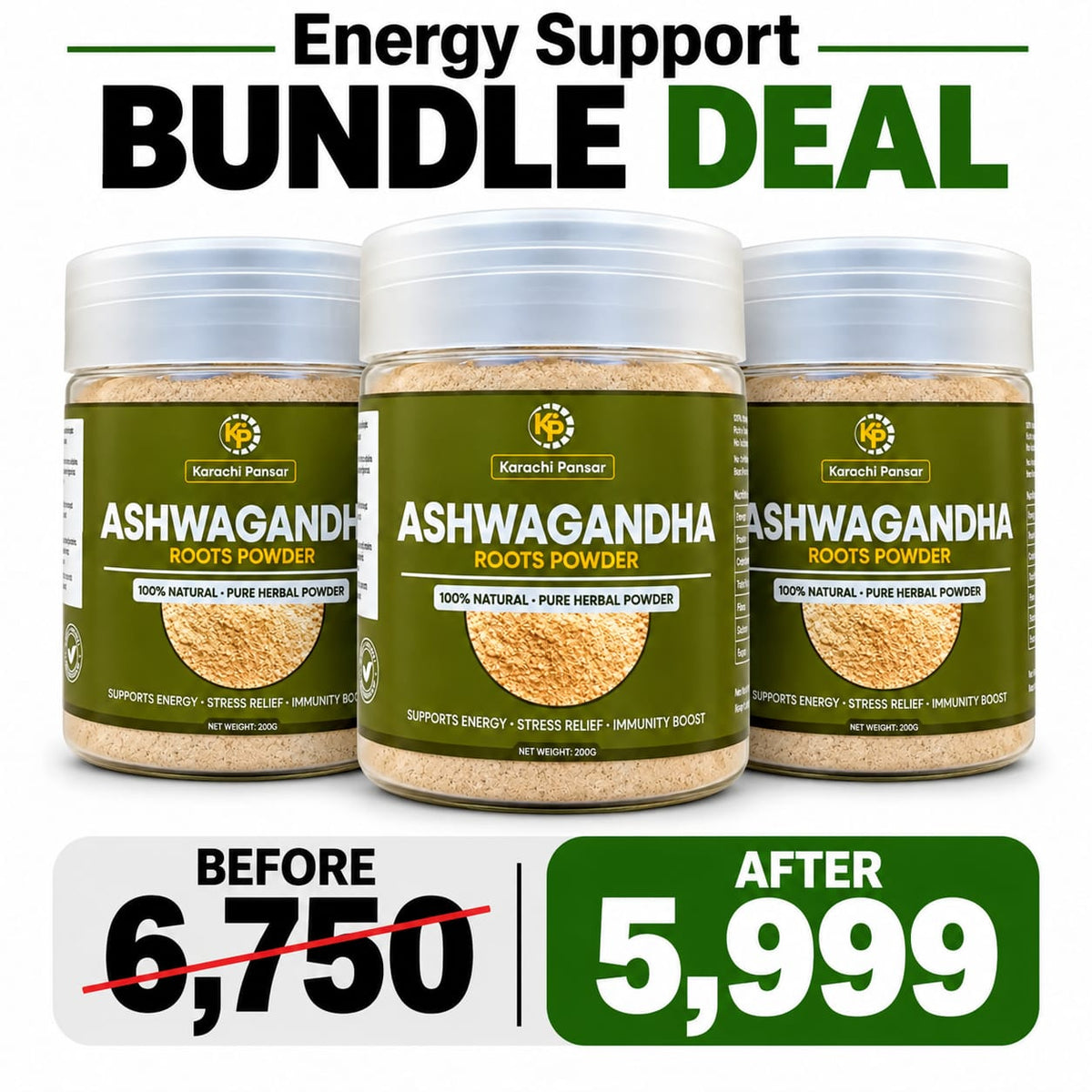 Ashwagandha Powder Deal 3 Jars 200gm