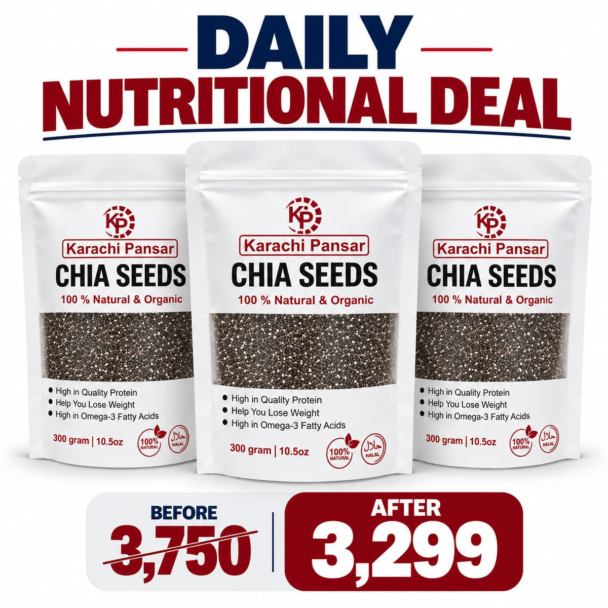 Chia Seeds 3 Pack Deal 300gm