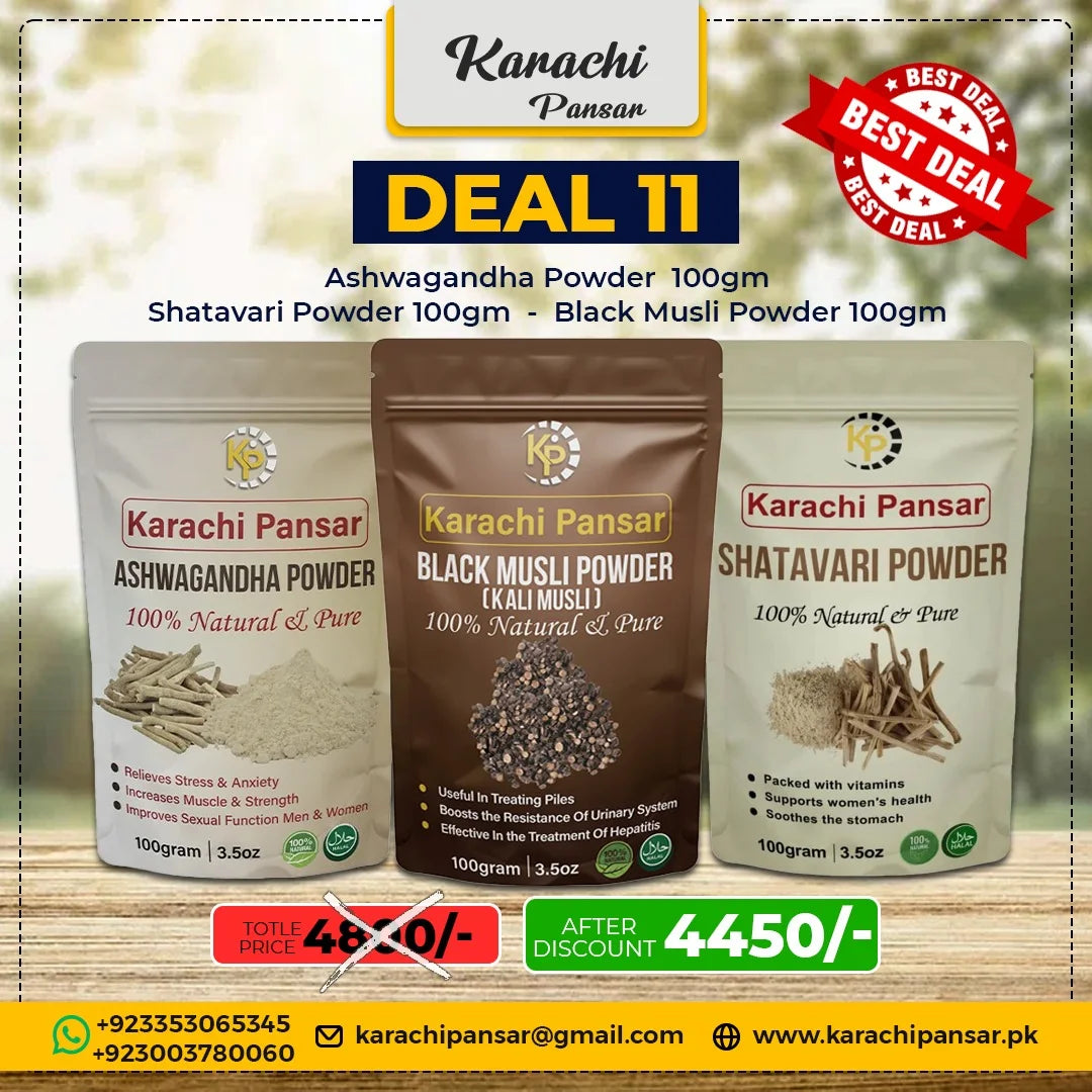 Deal 11 Ashwagandha Powder, Black Musli Powder, and Shatavari Powder