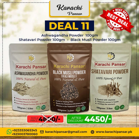 Deal 11 Ashwagandha Powder, Black Musli Powder, and Shatavari Powder