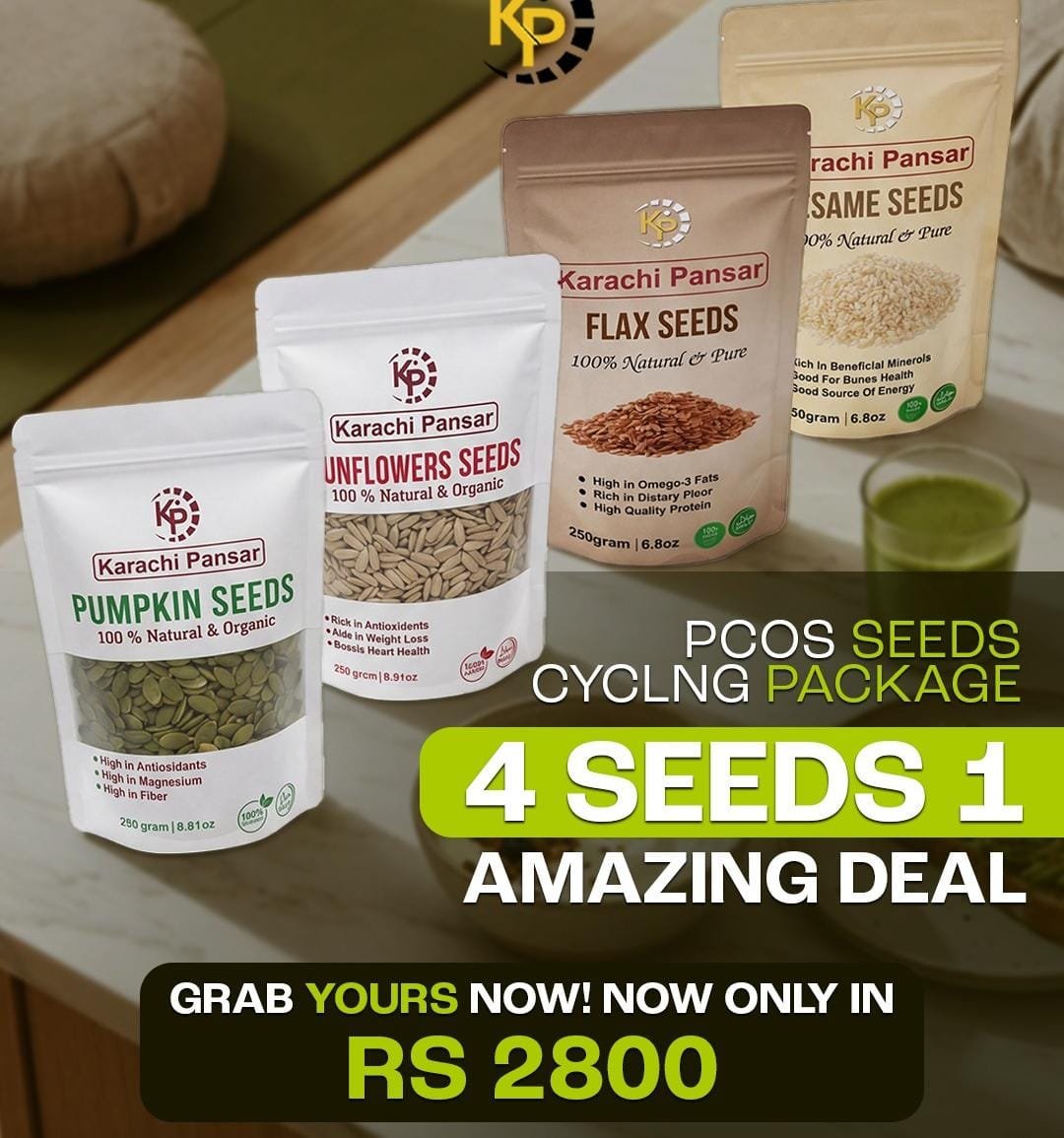 PCOS Seed Cycling Four Seeds Package