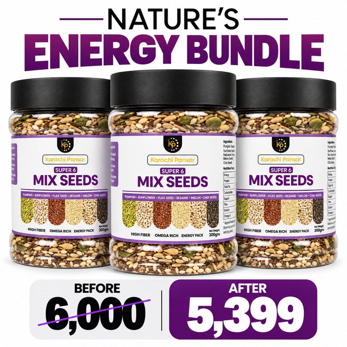 Mix Seeds Bundle 3 Jars 300gm