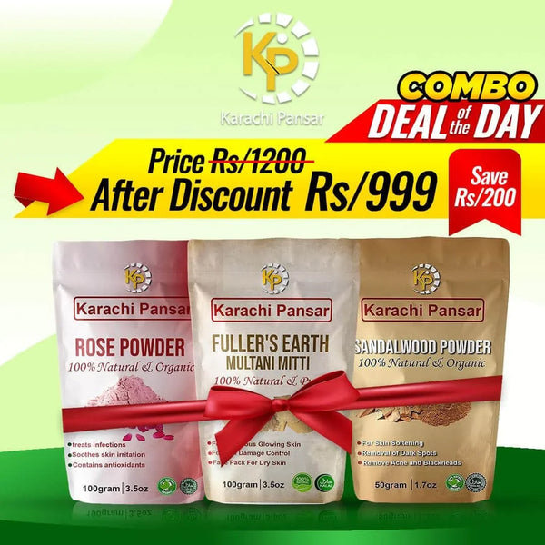 Combo Deal Rose, Multani Mitti & Sandalwood Powders